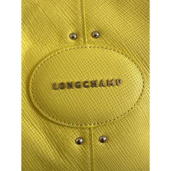 Authentic Longchamp Quadri Hobo Yellow Leather Shoulder Bag Handbag Tote Satchel - Picture 2 of 9